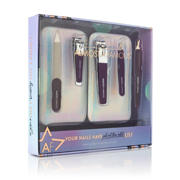 Set de manicura con brillo plateado