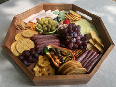 Plateau de charcuterie/service octogonal en bois 13"