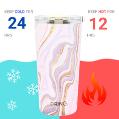 DRINCO® Seattle 20oz Insulated Tumbler Leakproof w/straw-Rosa Gold