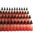 48 PACK OF 1oz ORANGE GLASS DROPPER BOTTLES displayed in a grid with black dropper tops, showcasing the gradient orange color.
