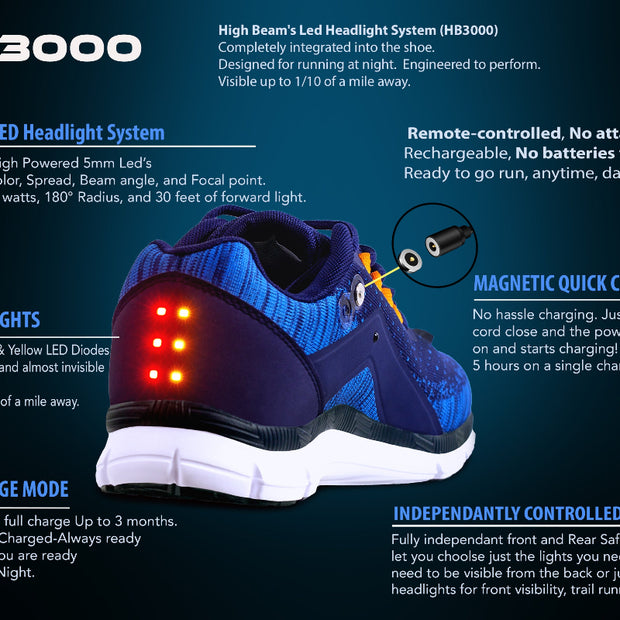 High Beam HB3000 LED Running Shoe with Rear Safety Lights