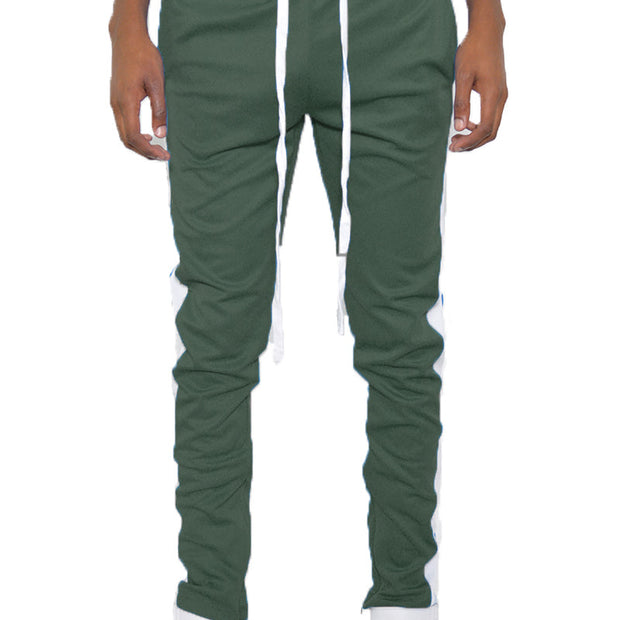 Men's Green Jogger Pants with White Side Stripes – Comfort Meets Style