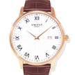 Classic White Dial Roman Numeral Leather Strap Watch
