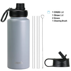 DRINCO® 32oz Stainless Steel Water Bottle-Eagle-Gray