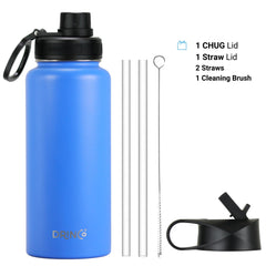 DRINCO® 32oz Stainless Steel Water Bottle-US Flag Color-Royal Blue