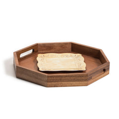 Plateau de charcuterie/service octogonal en bois 15" 