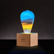 LED Light Bulb Lamp with Wooden Base - Colorful Sunset Design