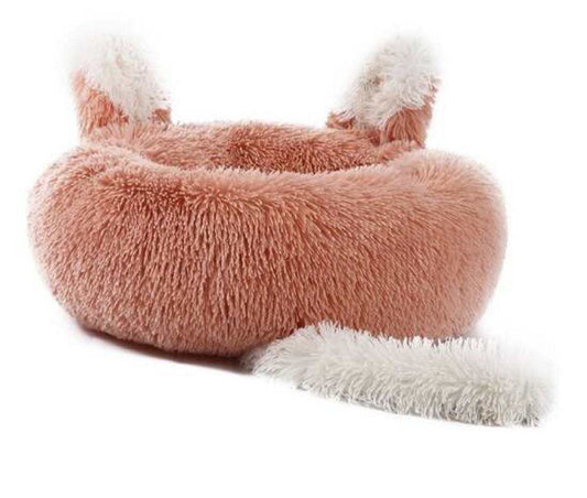 Plush Pet Bed with Ears and Tail for Cats and (Small Dogs)