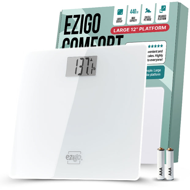 EZIGO Comfort Digital Bathroom Scale with Large Display & 12" Platform