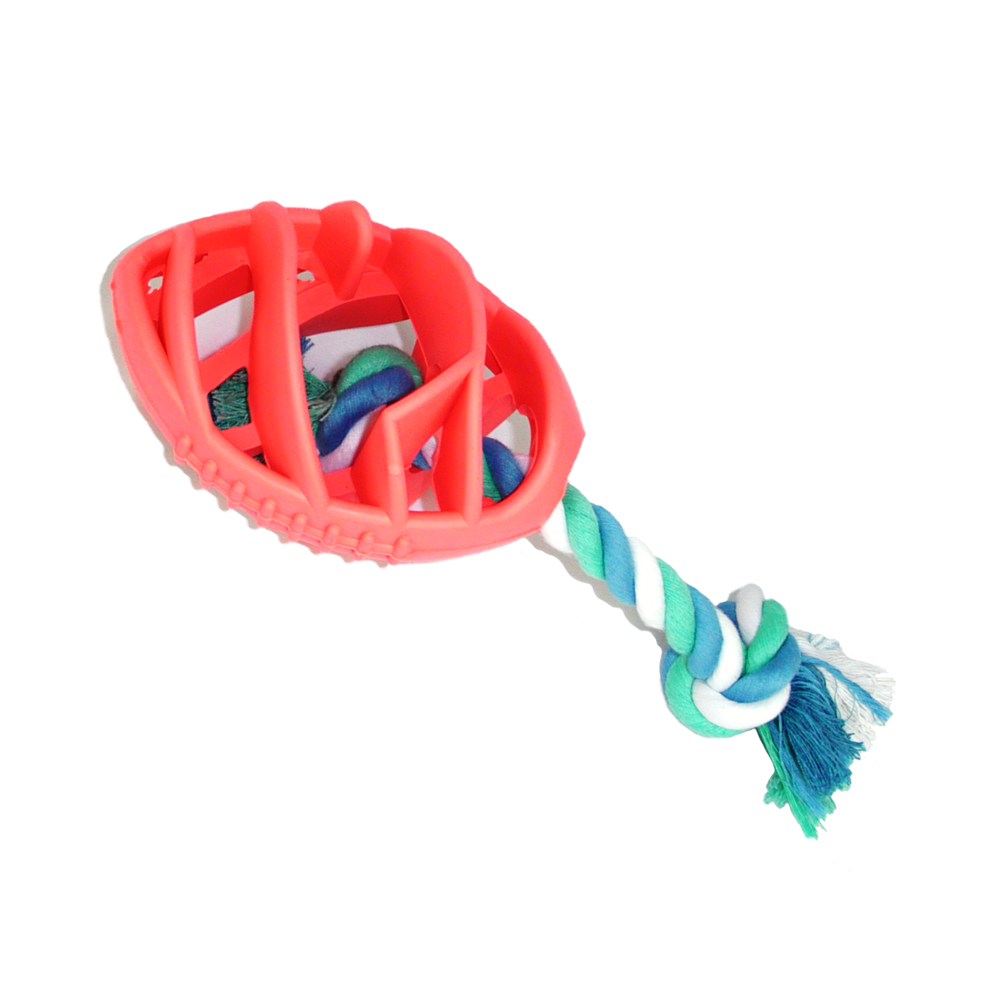 Rubber Football Dog Chew Toy with Tug Rope