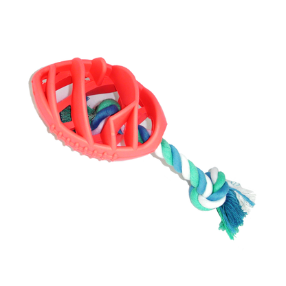 Rubber Football Dog Chew Toy with Tug Rope