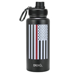 DRINCO® 32oz Stainless Steel Water Bottle-Thin Red-Black