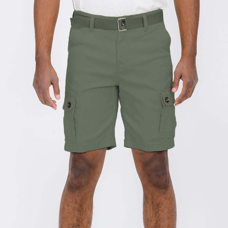 Men’s Cargo Shorts with Belt and Buttoned Side Pockets
