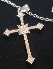 New 2023 Crystal Zircon Budded Cross Pendant Necklace & Gift Box