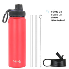 DRINCO® 22oz Stainless Steel Sport Water Bottle - Barn Red