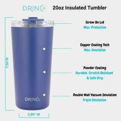 DRINCO® Seattle 20oz Insulated Tumbler Spill Proof Lid w/straw-Blue