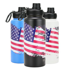 DRINCO® 32oz Stainless Steel Water Bottle-US Flag Color-Royal Blue