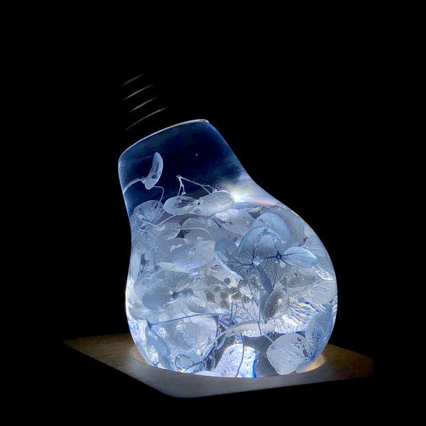 LED Light Bulb Lamp with Wooden Base - Unique Decorative Home Lighting