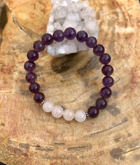 Amethyst & Rose Quartz Stretch Bracelet! Natural Crystals!