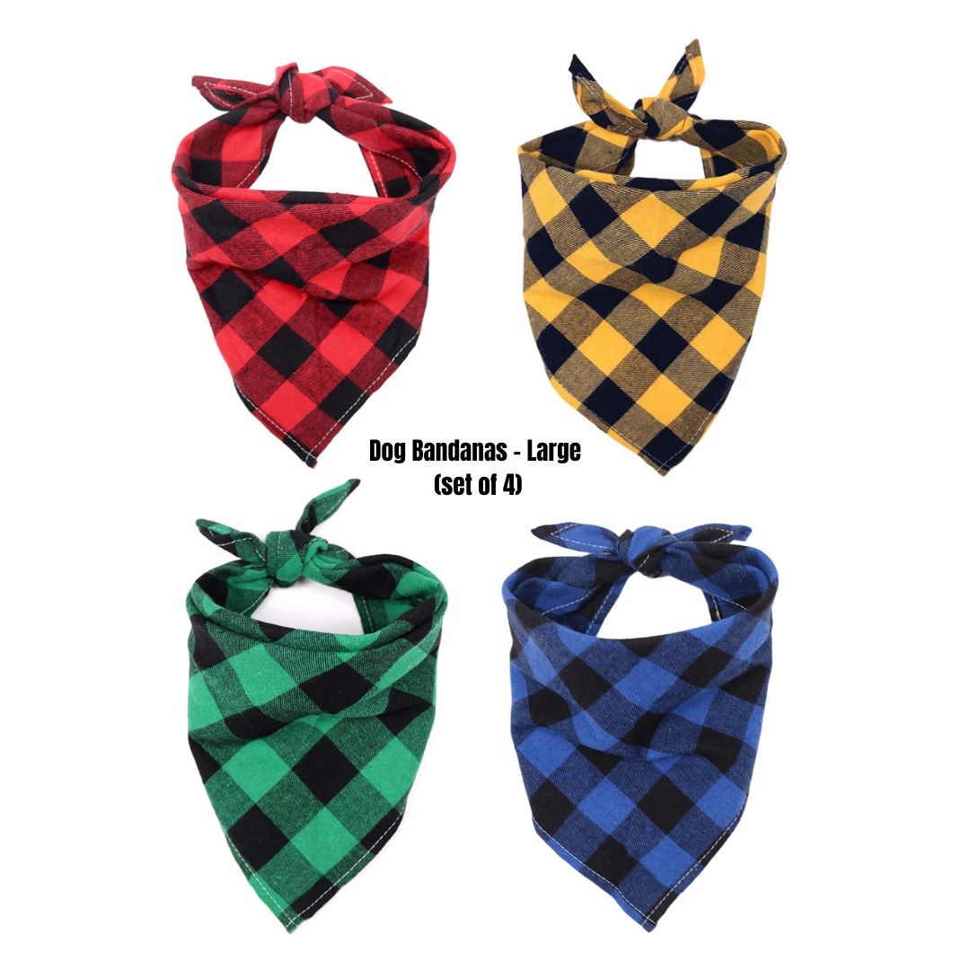Plaid Dog Bandana Set