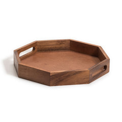 Plateau de charcuterie/service octogonal en bois 15" 