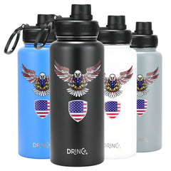 DRINCO® 32oz Stainless Steel Water Bottle-Eagle-Black