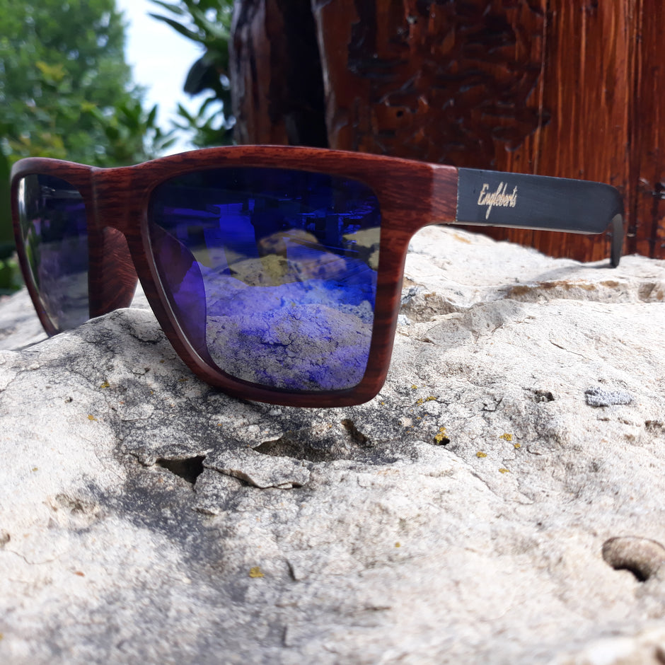Oak Blue Bamboo Shades