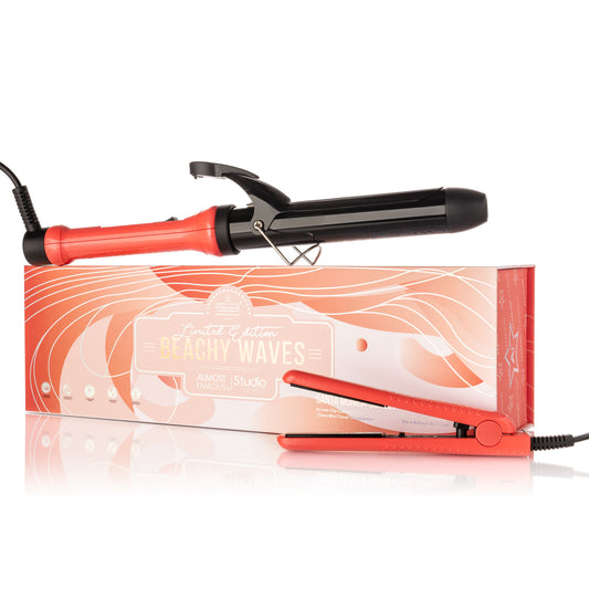 Almost Famous Beach Wave Babe Set with Curling Wand & Mini Flat Irons.