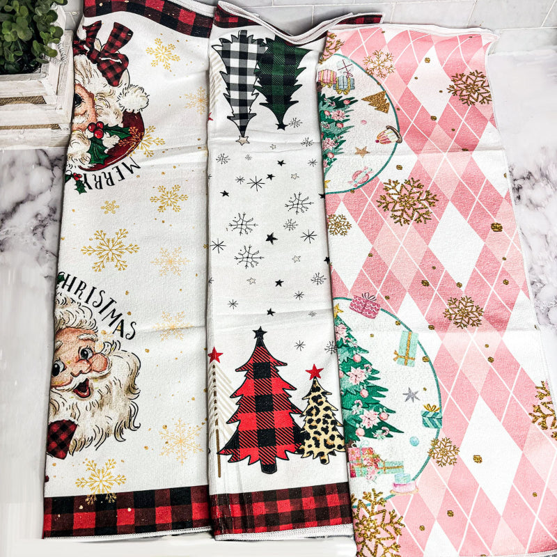Christmas Tree Pink Argyle Pattern Soft Blanket with Snowflakes Design