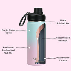 DRINCO® 18oz Stainless Steel Sport Water Bottle - Macaron