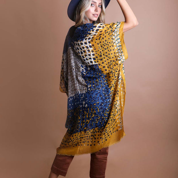 Colorful Frayed Kimono