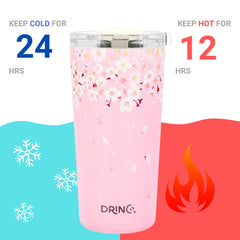 DRINCO® Seattle 20oz Insulated Tumbler Spill Proof Lid w/straw-Sakura