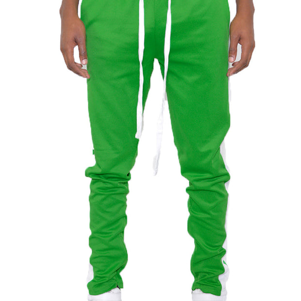 Men’s Green Side Stripe Jogger Pants with Drawstring Waist