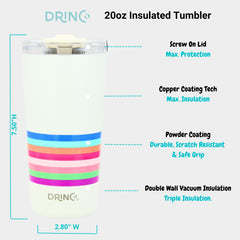 DRINCO® Seattle 20oz Insulated Tumbler Leakproof w/straw-Stripe