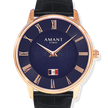 AMANT PARIS Blue Roman Numeral Dial Leather Strap Watch