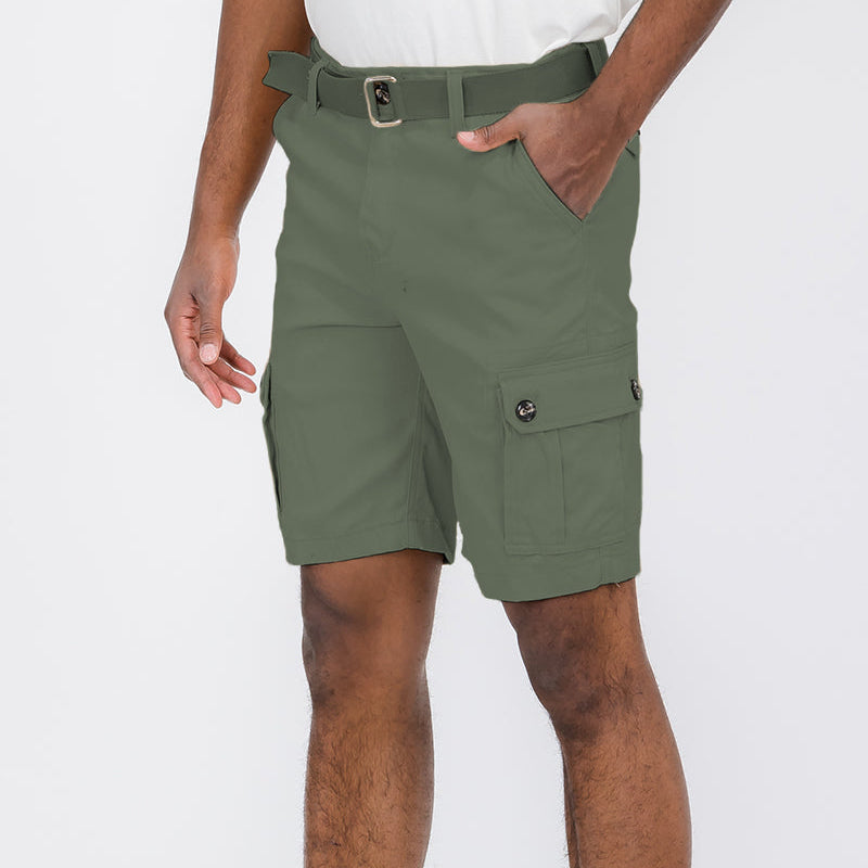 Men’s Cargo Shorts with Belt and Buttoned Side Pockets