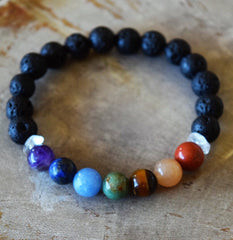 Bracelet diffuseur de chakra d'aromathérapie avec de véritables pierres précieuses !