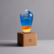 LED Light Bulb Lamp with Wooden Base - Colorful Sunset Design