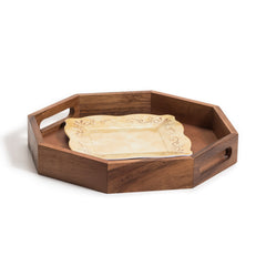 Plateau de charcuterie/service octogonal en bois 13"