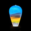 LED Light Bulb Lamp with Wooden Base - Colorful Sunset Design