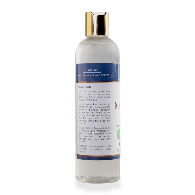 Health & Wisdom Topical Magnesium Oil with Aloe Vera – Natural Pure Magnesium Oil