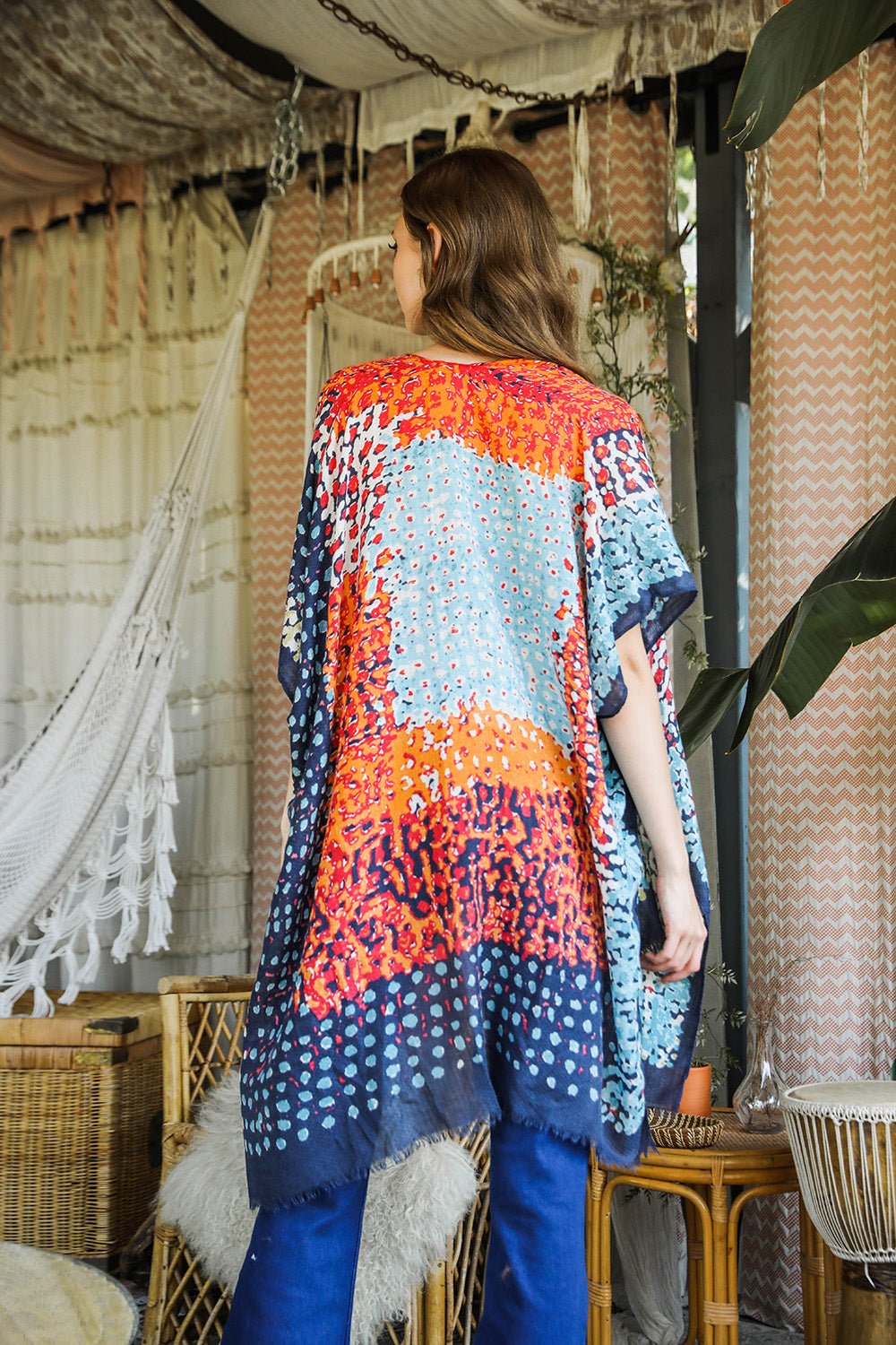 Colorful Frayed Kimono