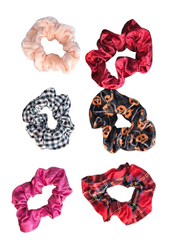 Chic Assorted Designer Hair Scrunchies 15-Pack - Trendy Patterns