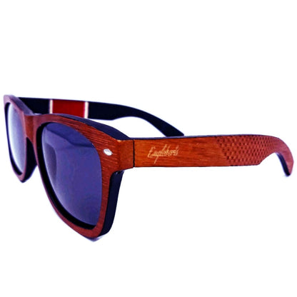 Red Stripe Two Tone Sunglasses Engraved and Polarized With Case