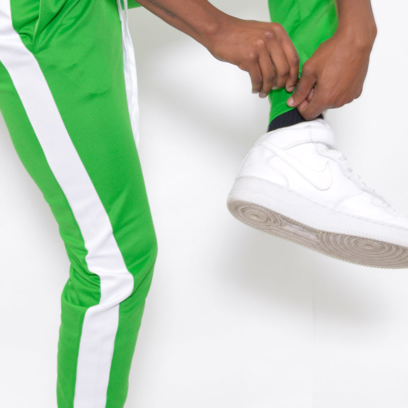 Men’s Green Side Stripe Jogger Pants with Drawstring Waist