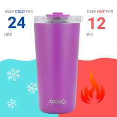 DRINCO®  20oz Insulated Tumbler w/Spill Proof Lid, 2 Straws(Purple)