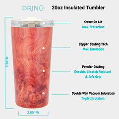 DRINCO® Seattle 20oz Insulated Tumbler Leakproof w/straw