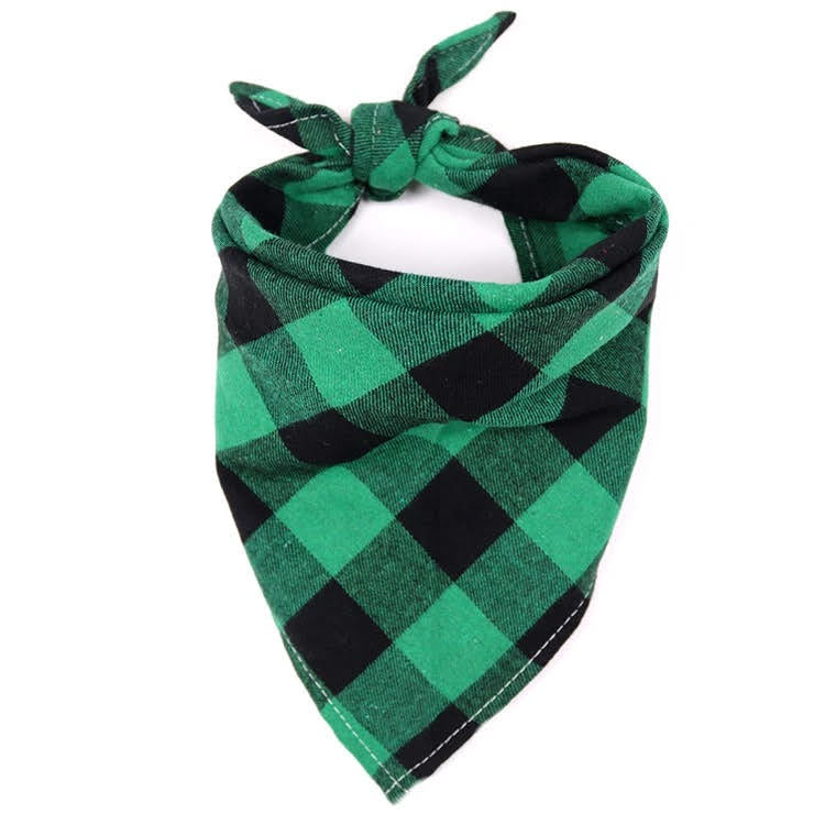 Plaid Dog Bandana Set