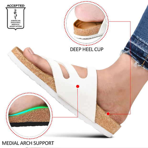 Aerothotic White Split Toe Sandals with Double Adjustable Buckle Closure