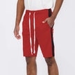 Red Athletic Shorts with Black Side Stripes & White Drawstring